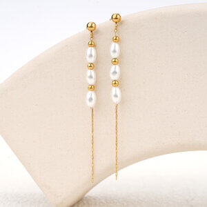 Elegant Freshwater Pearl Jewelry Set in 18K Gold Plating