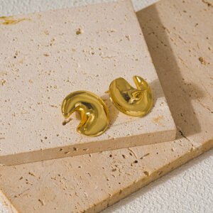 Justop Fashion Jewelry | Modern Geometric Half Hoop Earrings In 18K Gold Plated Copper