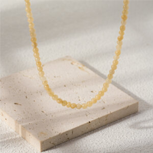 Dainty Boho Beaded Necklace with Stainless Steel Gold Plated Chain