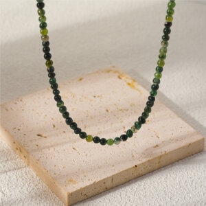 Dainty Boho Beaded Necklace with Stainless Steel Gold Plated Chain