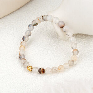 Natural Stone Beaded Bracelets Accented with Stainless Steel Beads