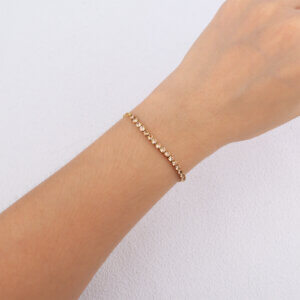 Champagne Cubic Zirconia Gold Tennis Bracelet with Double Chain