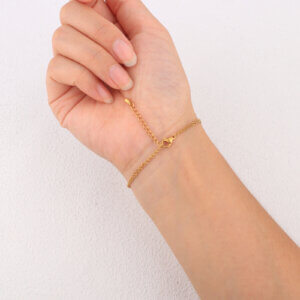 Champagne Cubic Zirconia Gold Tennis Bracelet with Double Chain