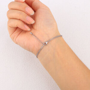 Elegant Stainless Steel Tennis Bracelet with Purple Cubic Zirconia Charm