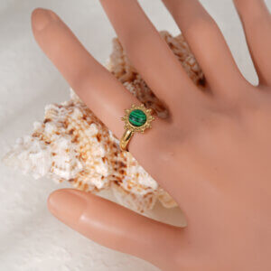 Justop Fashion Jewelry | Adjustable Vintage Inspired Malachite Stone Ring with 18K Gold Plating Adjustable Vintage Inspired Malachite Stone Ring with 18K Gold Plating
