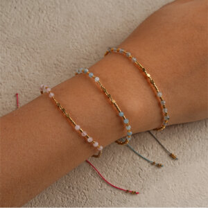 Refined Braided Cord Bracelets With Delicate Natural Stone Beads