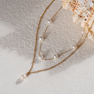 Double Layer Pearl Necklace Blending Classic Pearls And Modern Lines