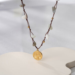 Justop Fashion Jewelry | The Timeless Symbolism of Trees in Jewelry and Decorative Accessories Bohemian Hand Knotted Cord Necklace with Natural Mixed Stones