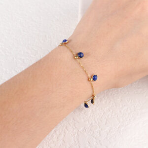 Elegant Lapis Lazuli Bracelet in 18K Gold Plated Stainless Steel