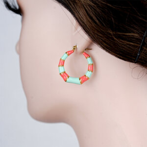 Summer Inspired Chunky Bamboo Hoop Earrings in 18K Gold Plated