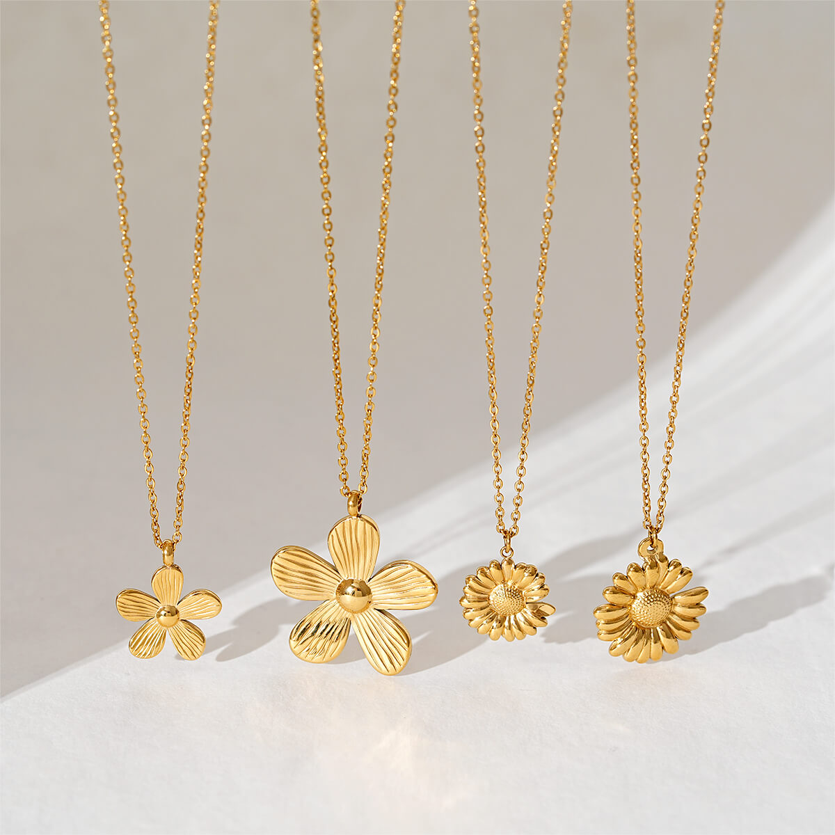Elegant 18K Gold Plated Stainless Steel Flower Necklace Collection