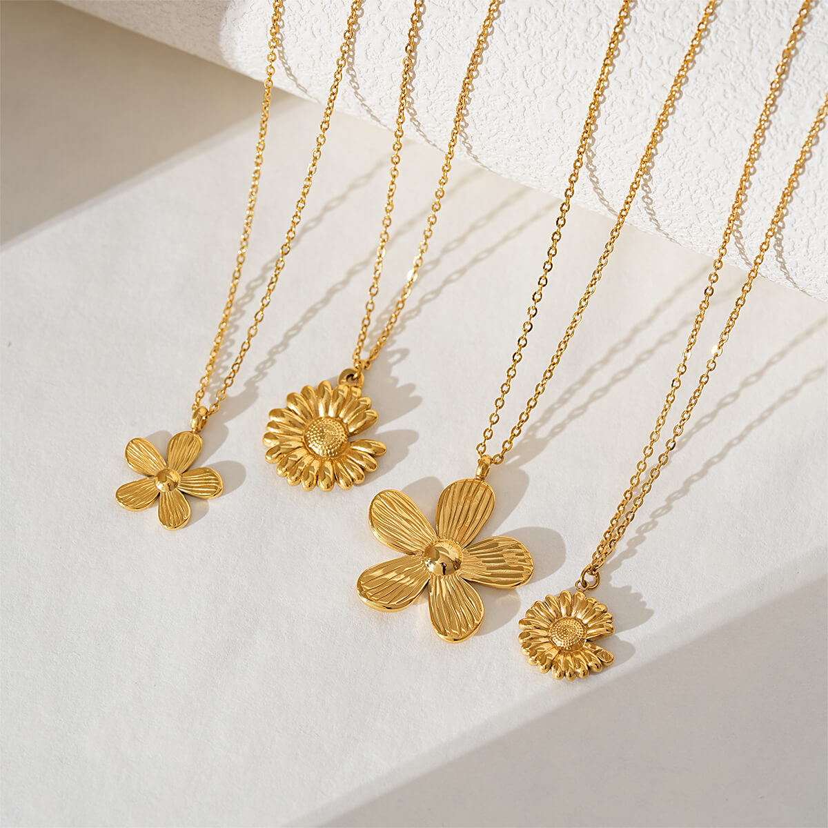 Elegant 18K Gold Plated Stainless Steel Flower Necklace Collection