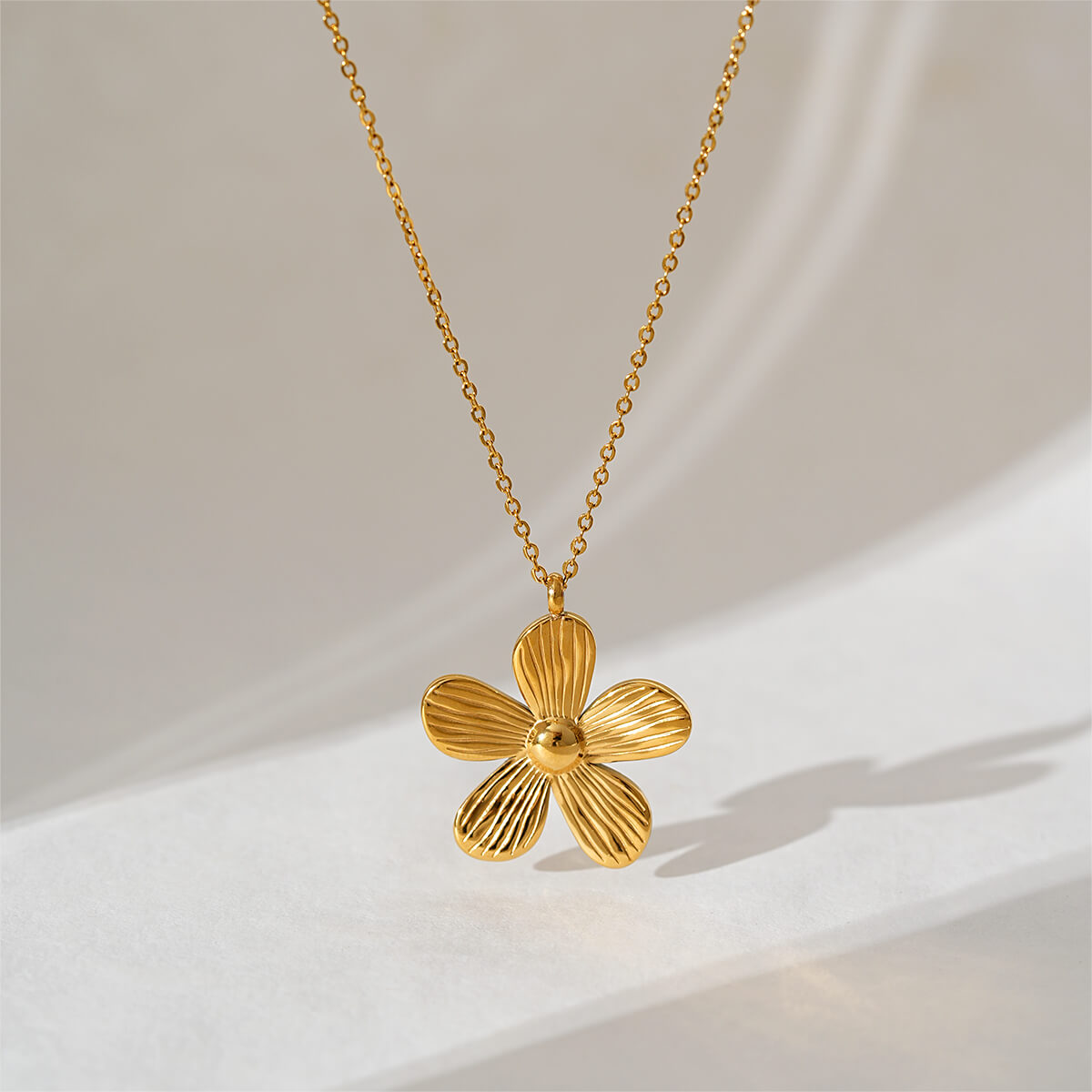 Elegant 18K Gold Plated Stainless Steel Flower Necklace Collection