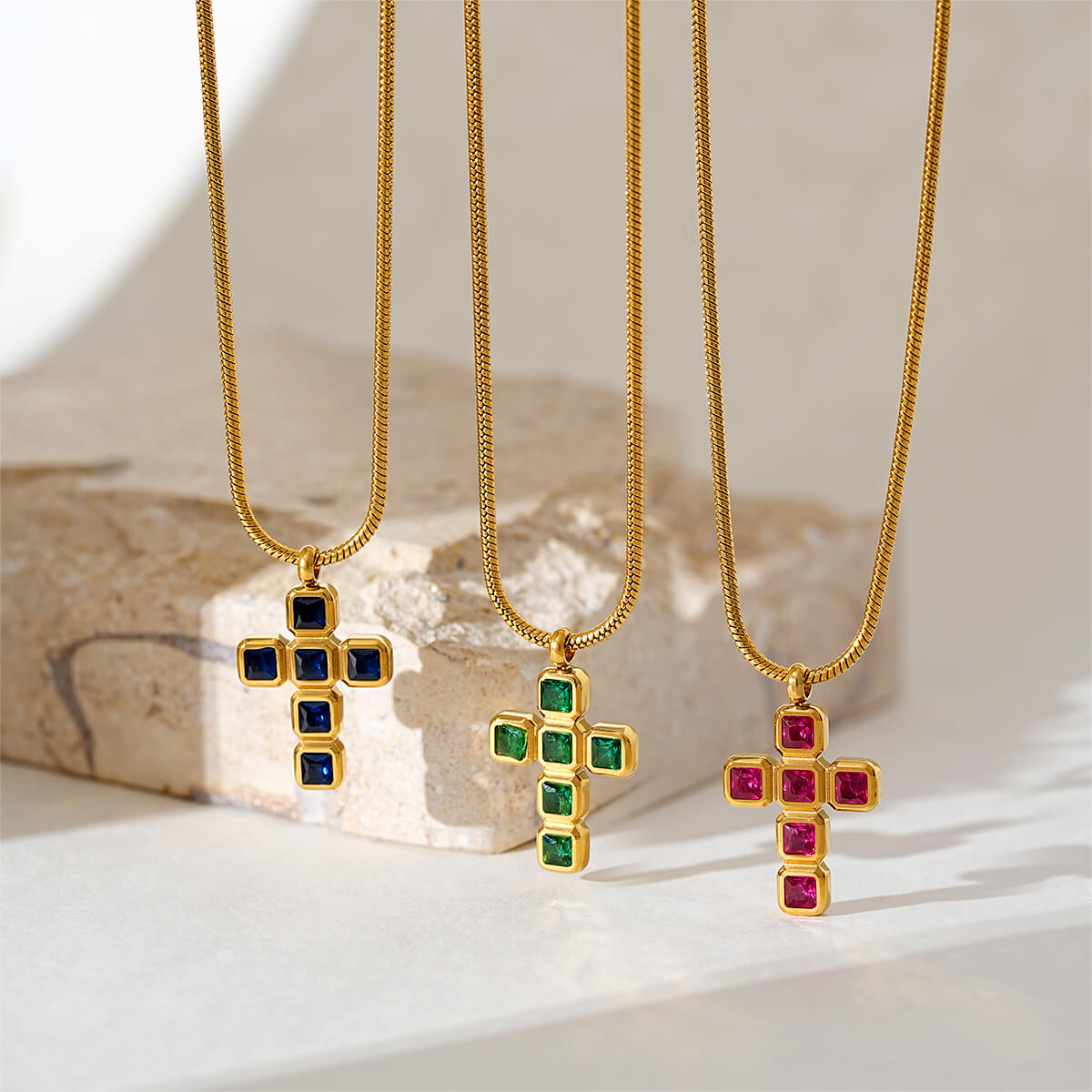 Modern Gold Plated Christian Cross Necklace with Zircon