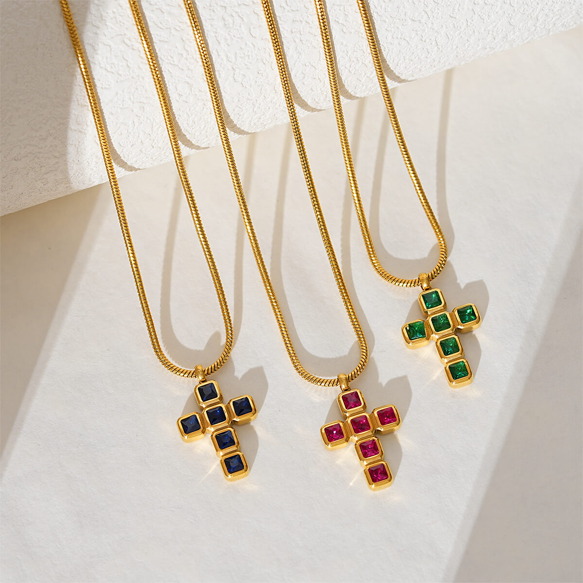 Modern Gold Plated Christian Cross Necklace with Zircon