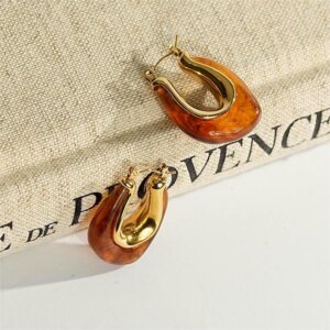 Contemporary Asymmetrical Earrings With Artistic Resin Effect