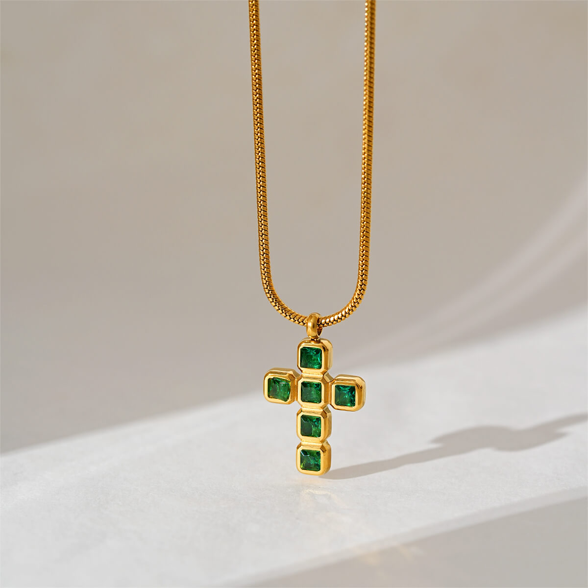 Modern Gold Plated Christian Cross Necklace with Zircon