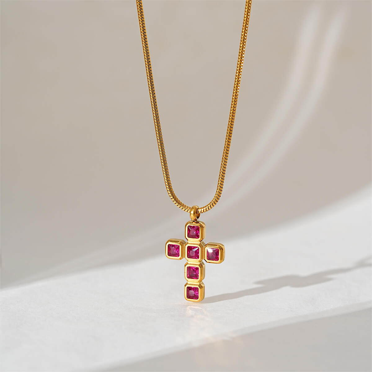 Modern Gold Plated Christian Cross Necklace with Zircon