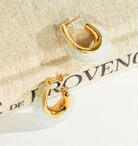 Contemporary Asymmetrical Earrings With Artistic Resin Effect