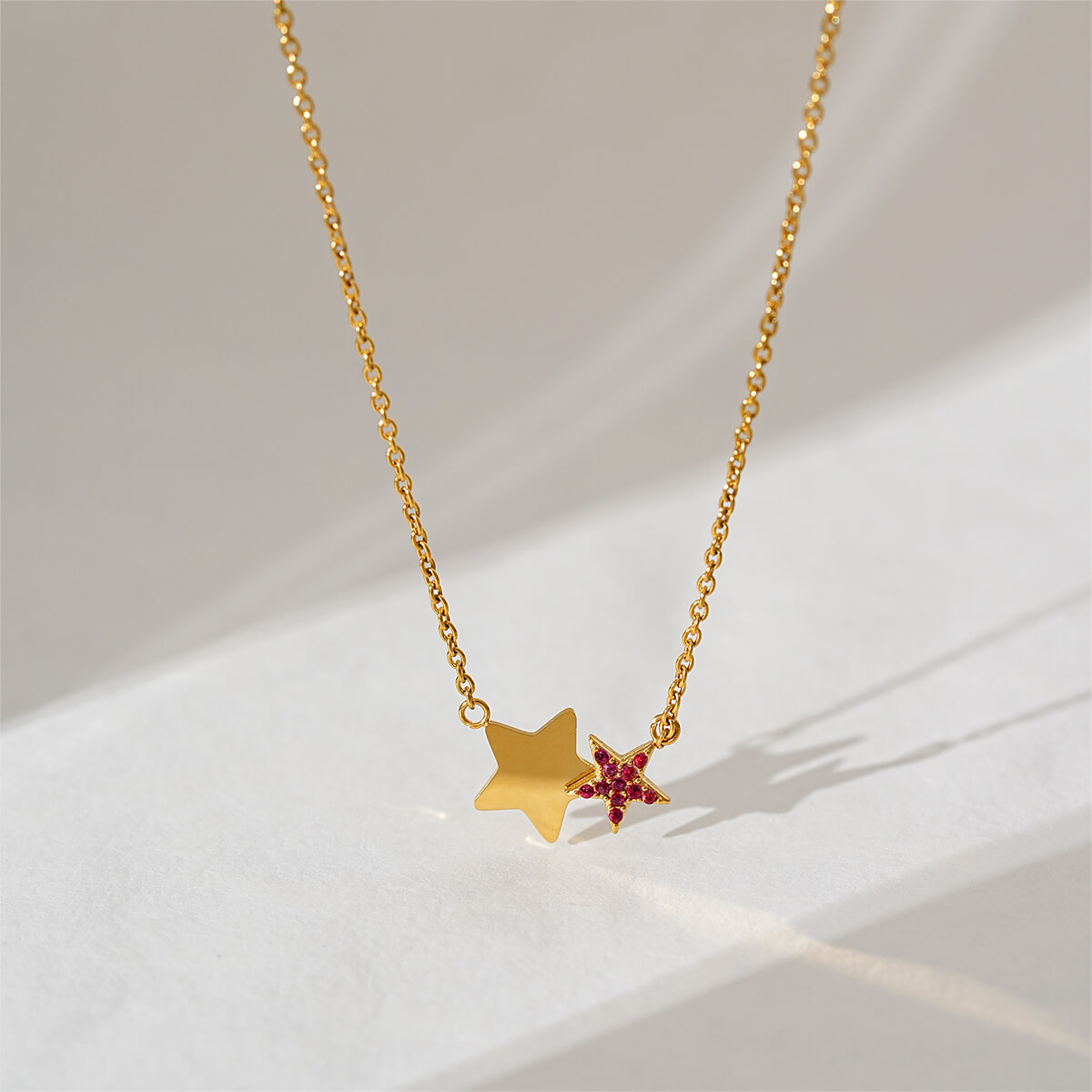 Justop Fashion Jewelry | Trendy Cubic Zirconia Double Star Necklace In 18K Gold Trendy Cubic Zirconia Double Star Necklace In 18K Gold