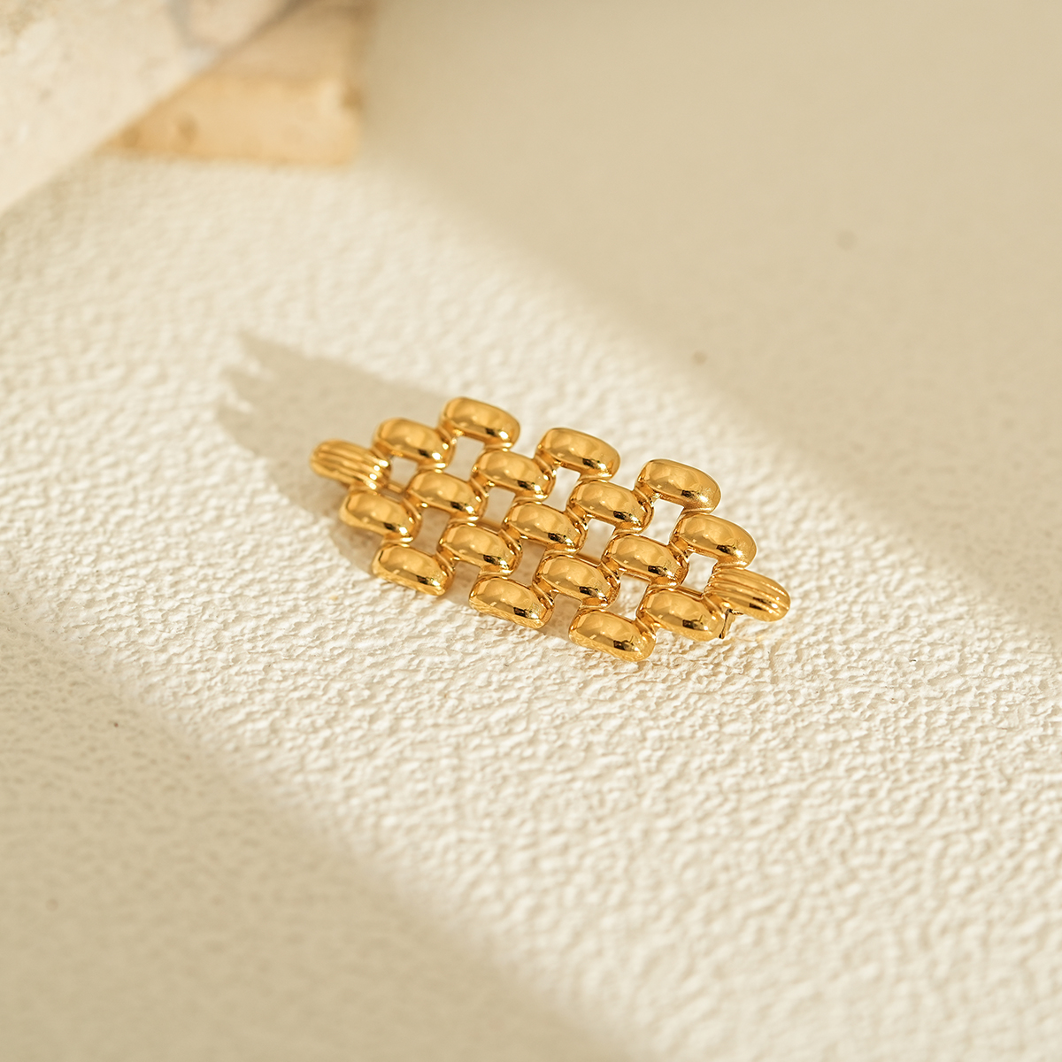 Contemporary Geometric and Organic Shape Gold Brooch Collection