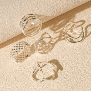 Justop Fashion Jewelry | Modern Geometric Stainless Steel Silver Plated Rings Collection Modern Geometric Stainless Steel Silver Plated Rings Collection