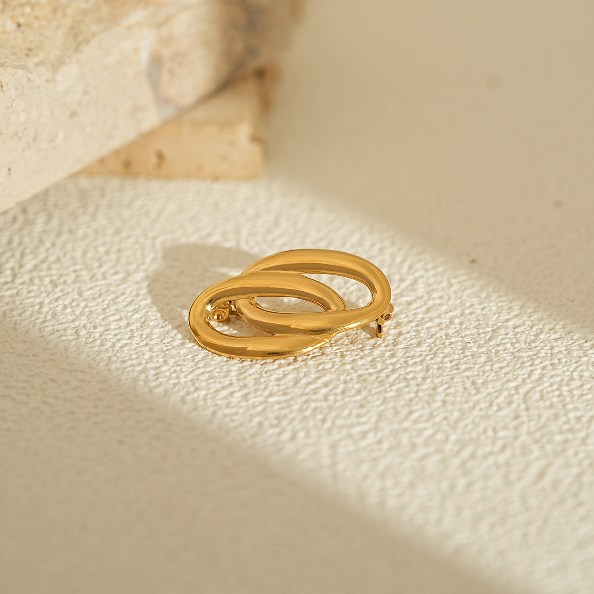 Contemporary Geometric and Organic Shape Gold Brooch Collection