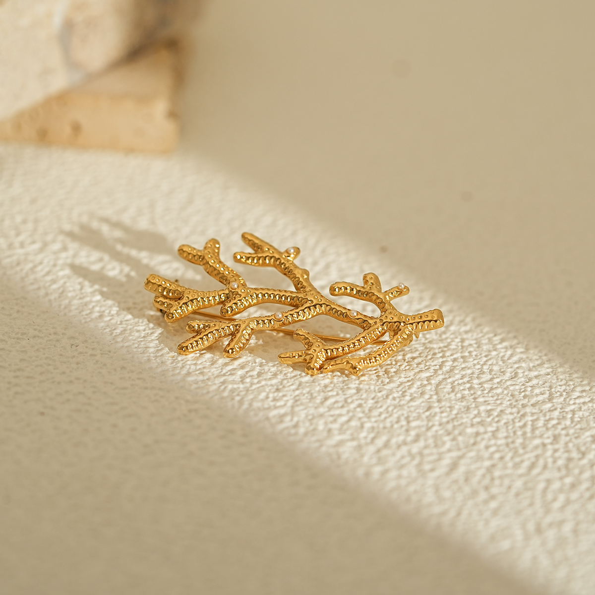 Contemporary Geometric and Organic Shape Gold Brooch Collection