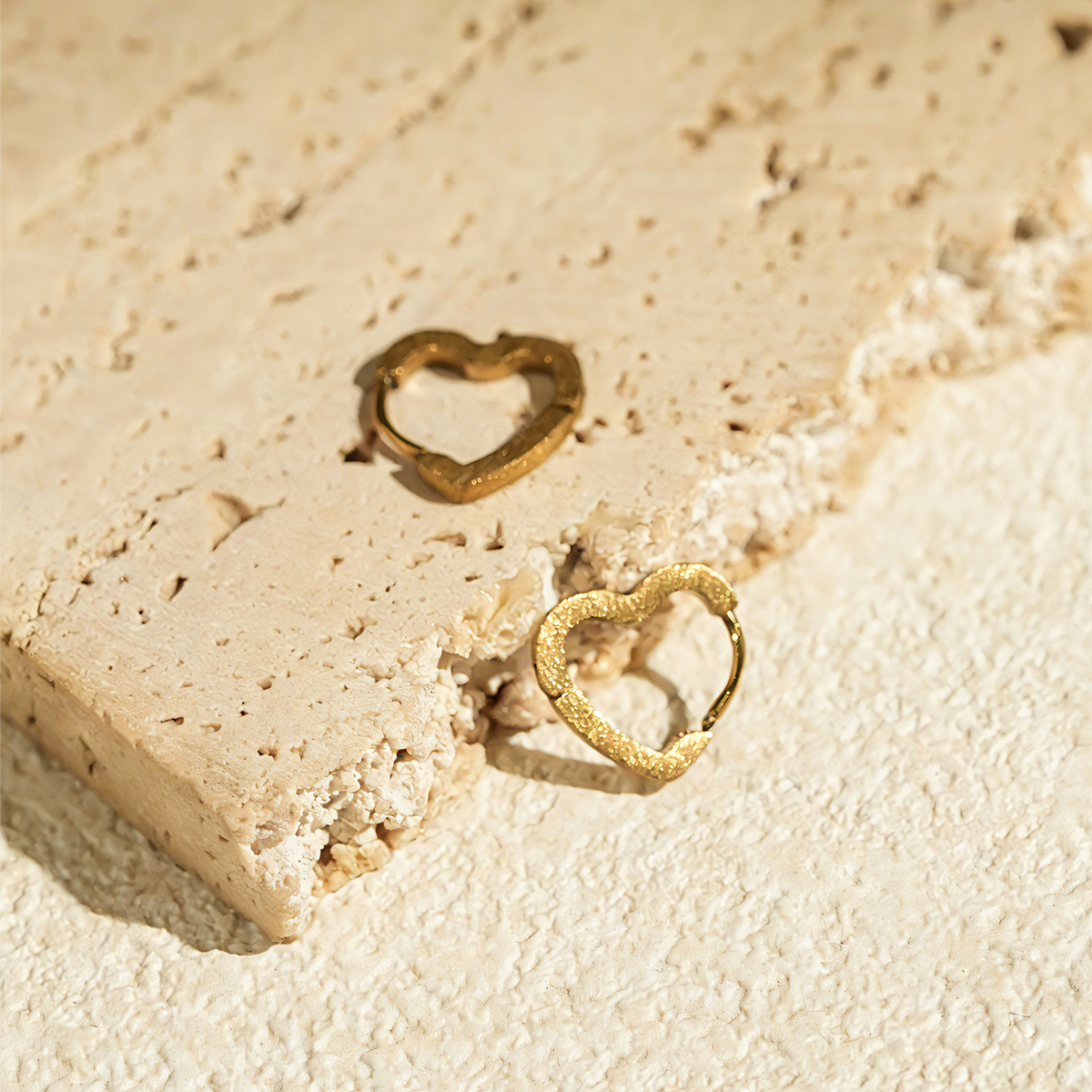 Minimalist Brushed 18K Gold Geometric Hoop Earring Collection