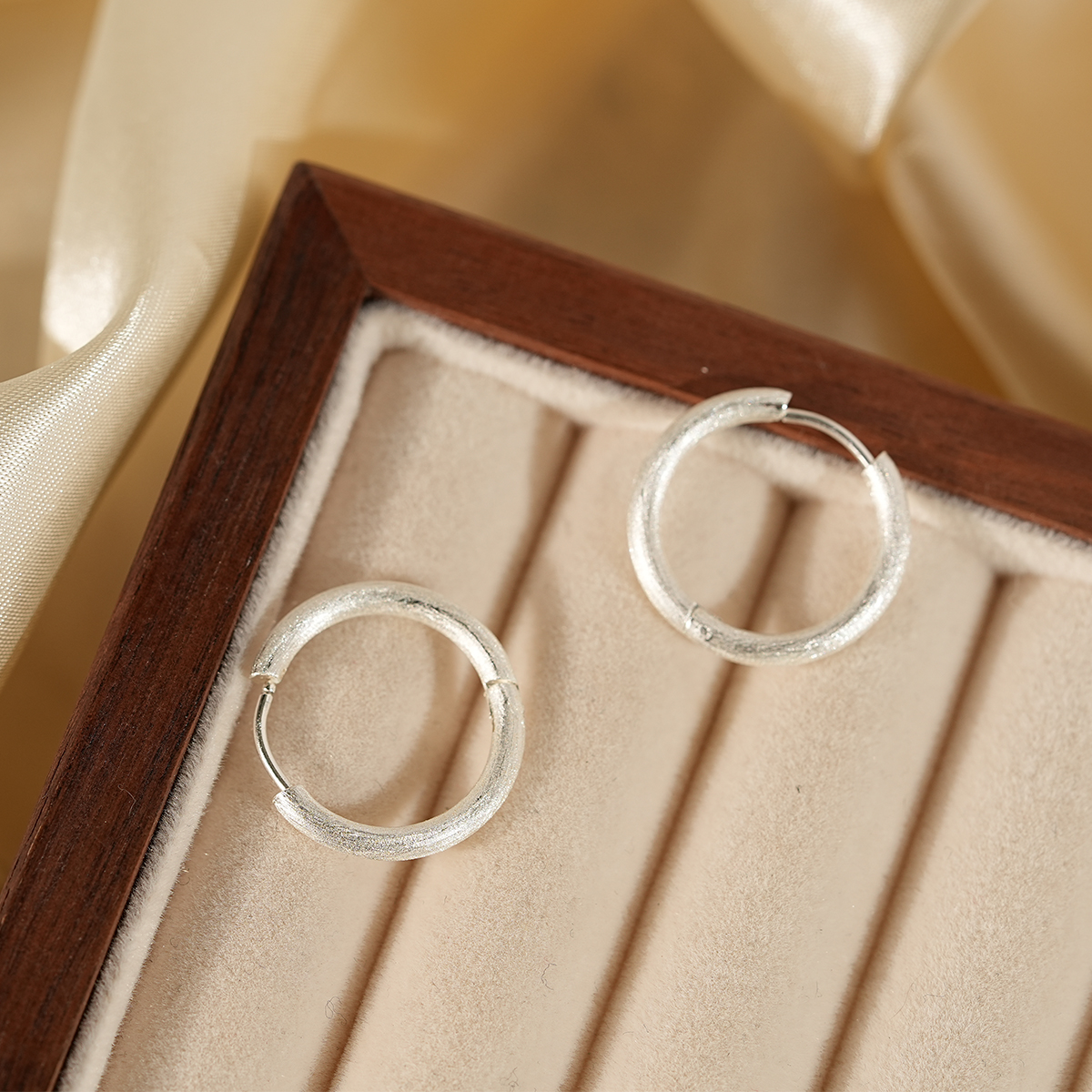 Minimalist Brushed Silver Hoop Earrings In Oval and Round Design