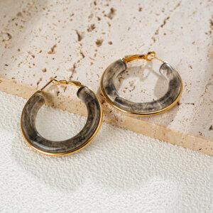 Geometric Lucite Hoop Earrings With Interchangeable Inner Layer