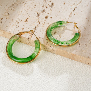 Geometric Lucite Hoop Earrings With Interchangeable Inner Layer