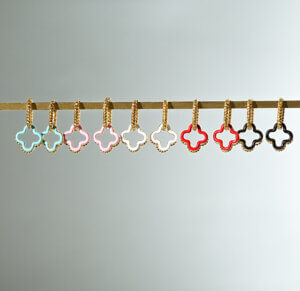 Enamel Four Leaf Clover Hoop Earrings Double Layer Design