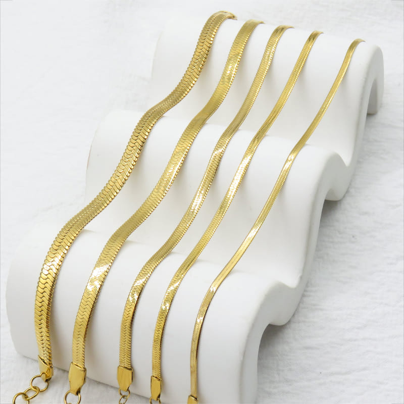 Justop Fashion Jewelry | Enhance Your Style with our Gold Flat Snake Chain Bracelet