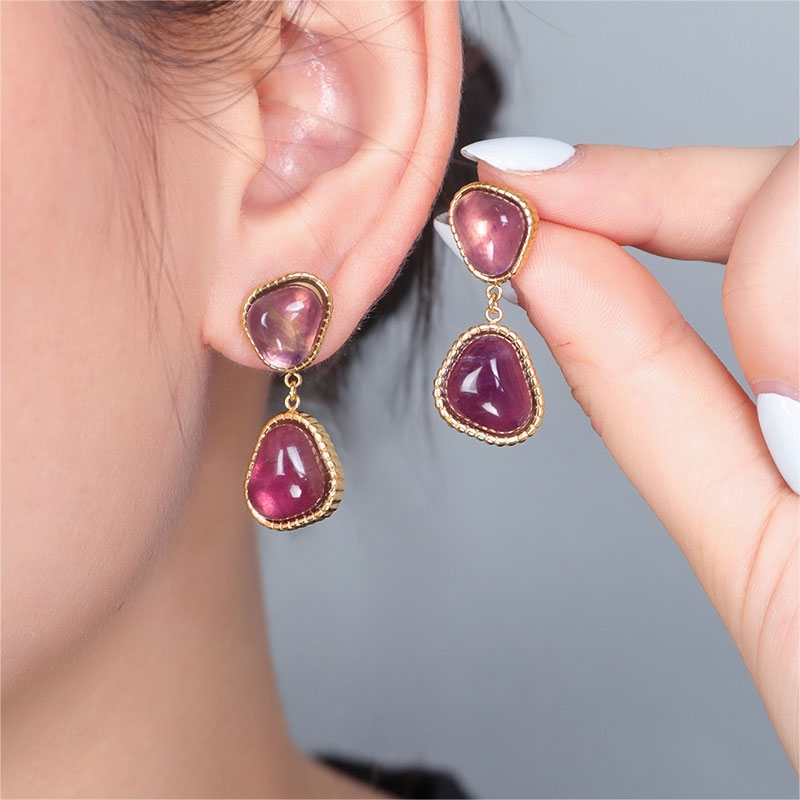 Justop Fashion Jewelry | European Luxury | Double Pear Gemstone Gold Stud Earrings