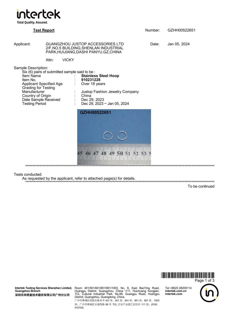 California Proposition 65 Test Report
