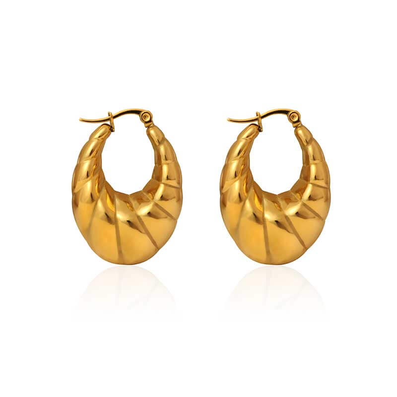 Chunky Oval Gold Hoop Earrings for Women - Justop Fashion Jewelry