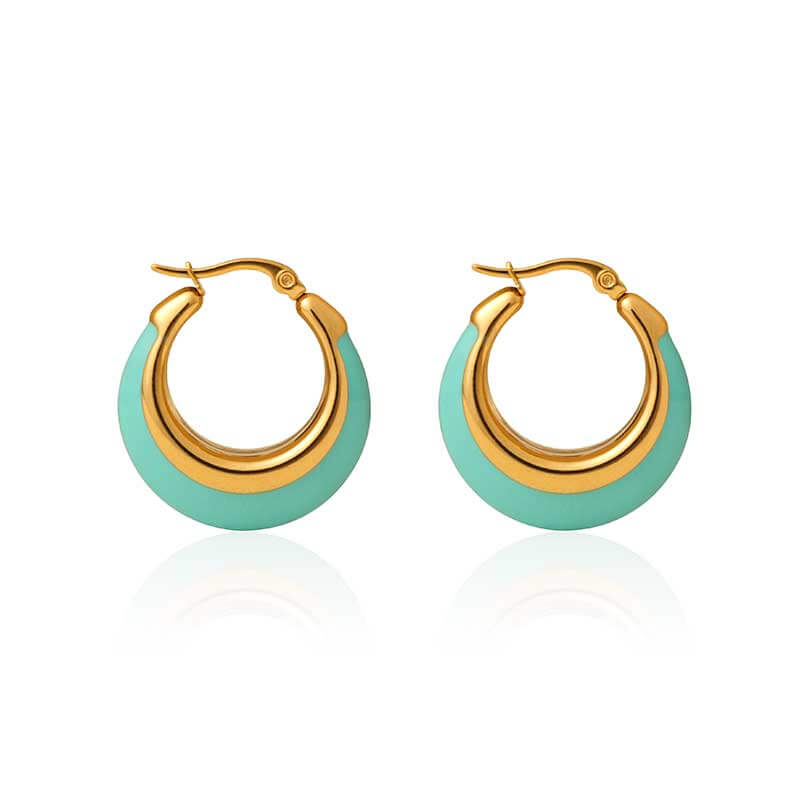 Colorful Enamel Chunky Hoop Earrings - Justop Fashion Jewelry