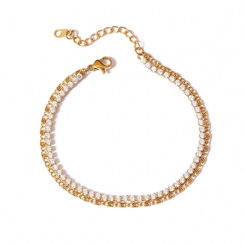 Double Layered Gold Tennis Bracelet for Women - Justop Fashion Jewelry