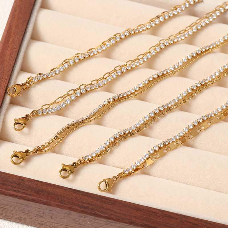 Double Layered Gold Tennis Bracelet for Women - Justop Fashion Jewelry