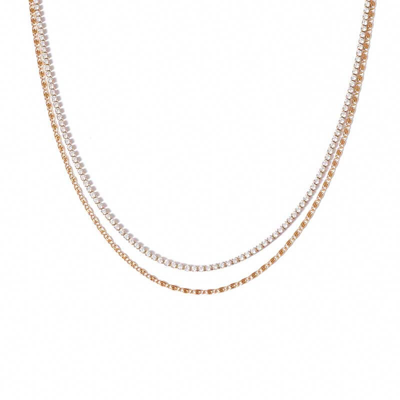 Double Layered Gold Tennis Chain Necklace - Justop Fashion Jewelry