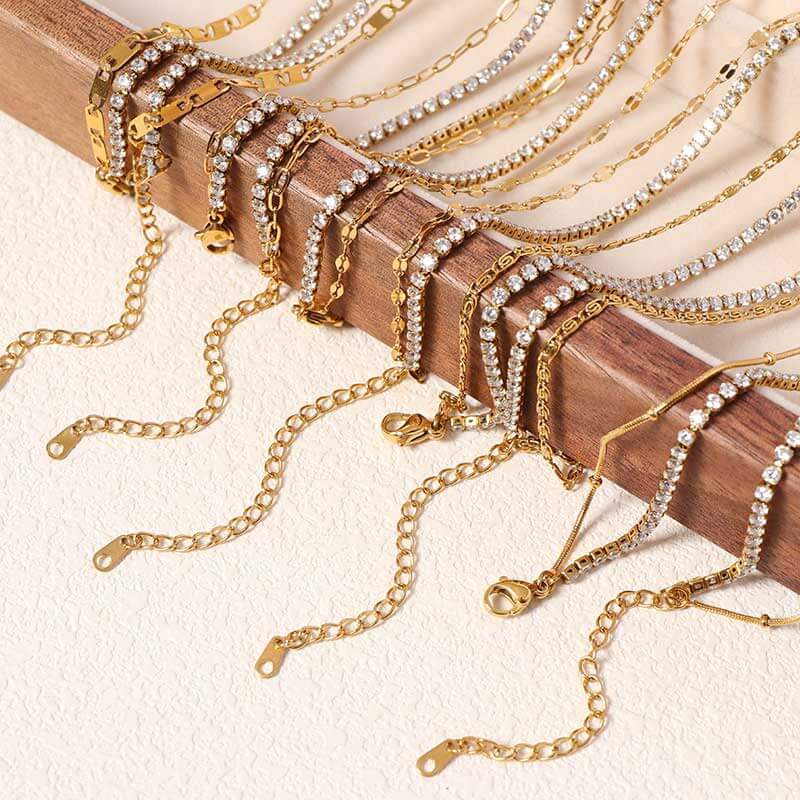 Double Layered Gold Tennis Chain Necklace - Justop Fashion Jewelry