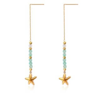 Justop Fashion Jewelry|Gold Starfish Pendant Beaded Dangle Drop Earrings