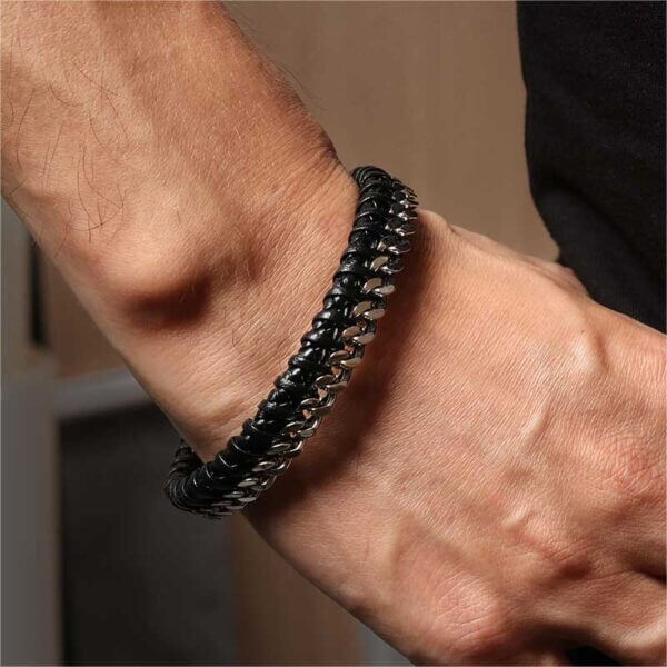 Justop Fashion Jewelry | Handwoven Braided Link Chain Leather Bracelet