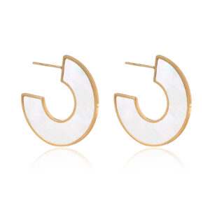 Mother Of Pearl Inlay Hoop Earrings