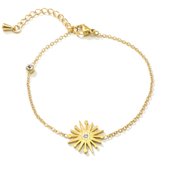 CZ Gold Eight Awn Star Charm Bracelet Minimalist