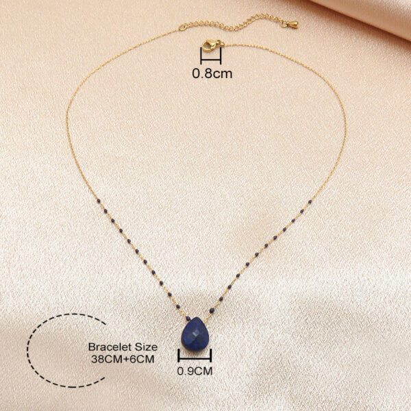 Elegant Collarbone Necklace with Geometric Lapis Lazuli Pendant