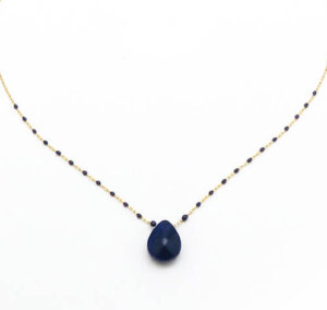 Elegant Collarbone Necklace with Geometric Lapis Lazuli Pendant