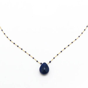 Elegant Collarbone Necklace with Geometric Lapis Lazuli Pendant