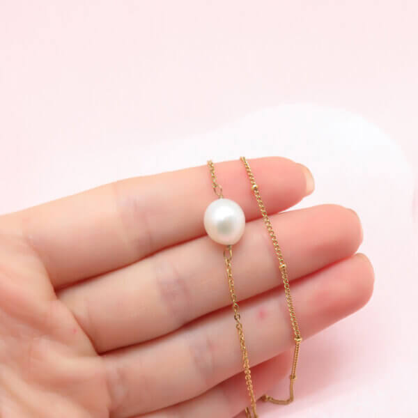 Stunning Double Layer Bracelet Decorated By a Natural Pearl